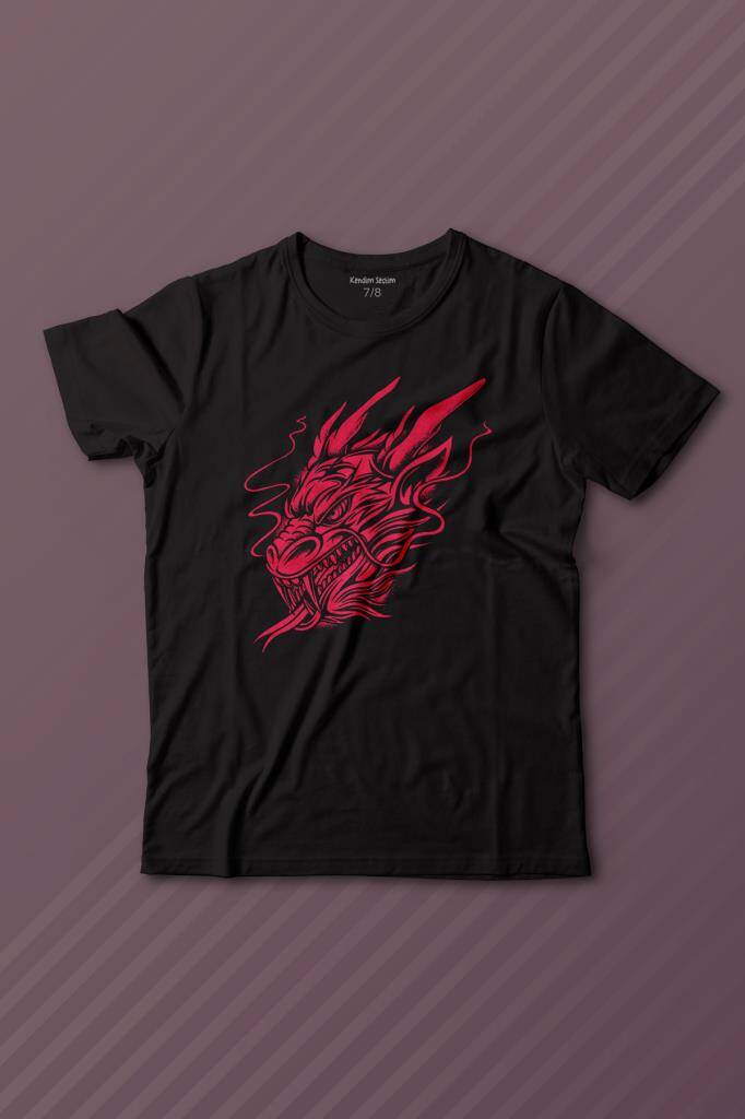 Dragon Japanese Ejder Japon Baskılı Tişört Çocuk T-shirt - 1
