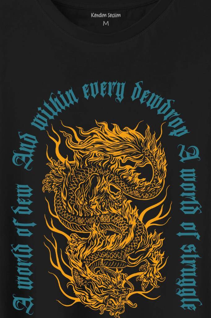 Dragon Japanese Urban Drake Ejder Japonca Uzak Doğu Baskılı Tişört Unisex T-Shirt (1)