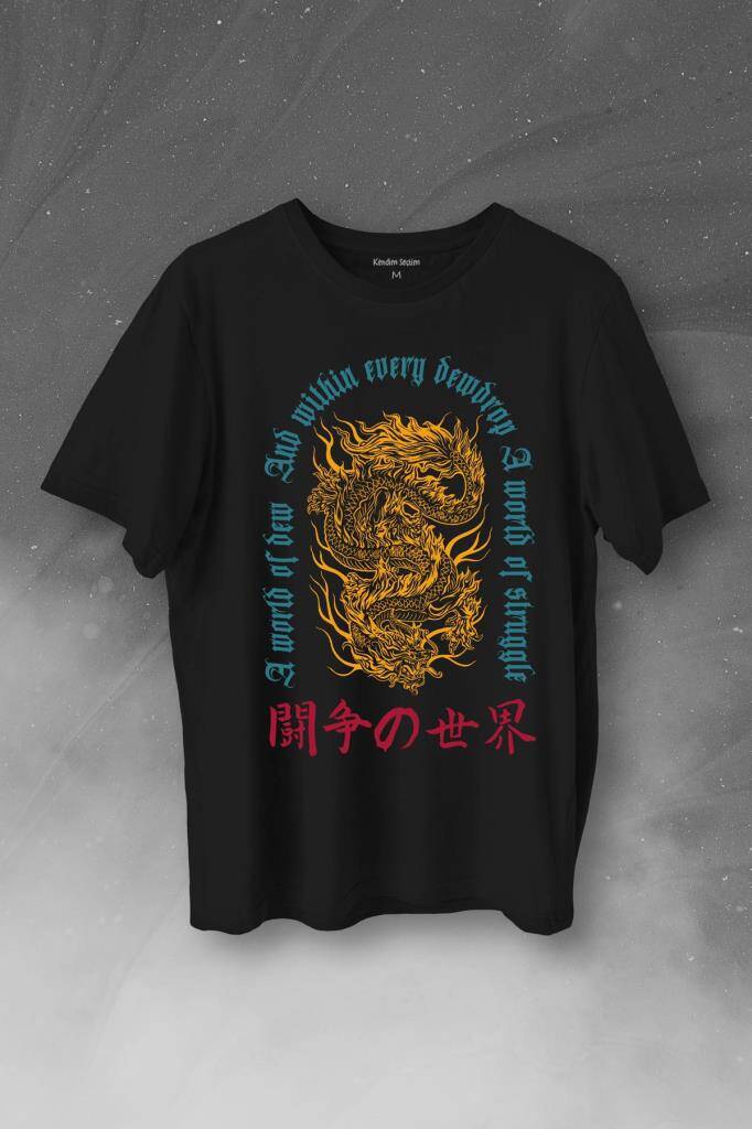 Dragon Japanese Urban Drake Ejder Japonca Uzak Doğu Baskılı Tişört Unisex T-Shirt - 1