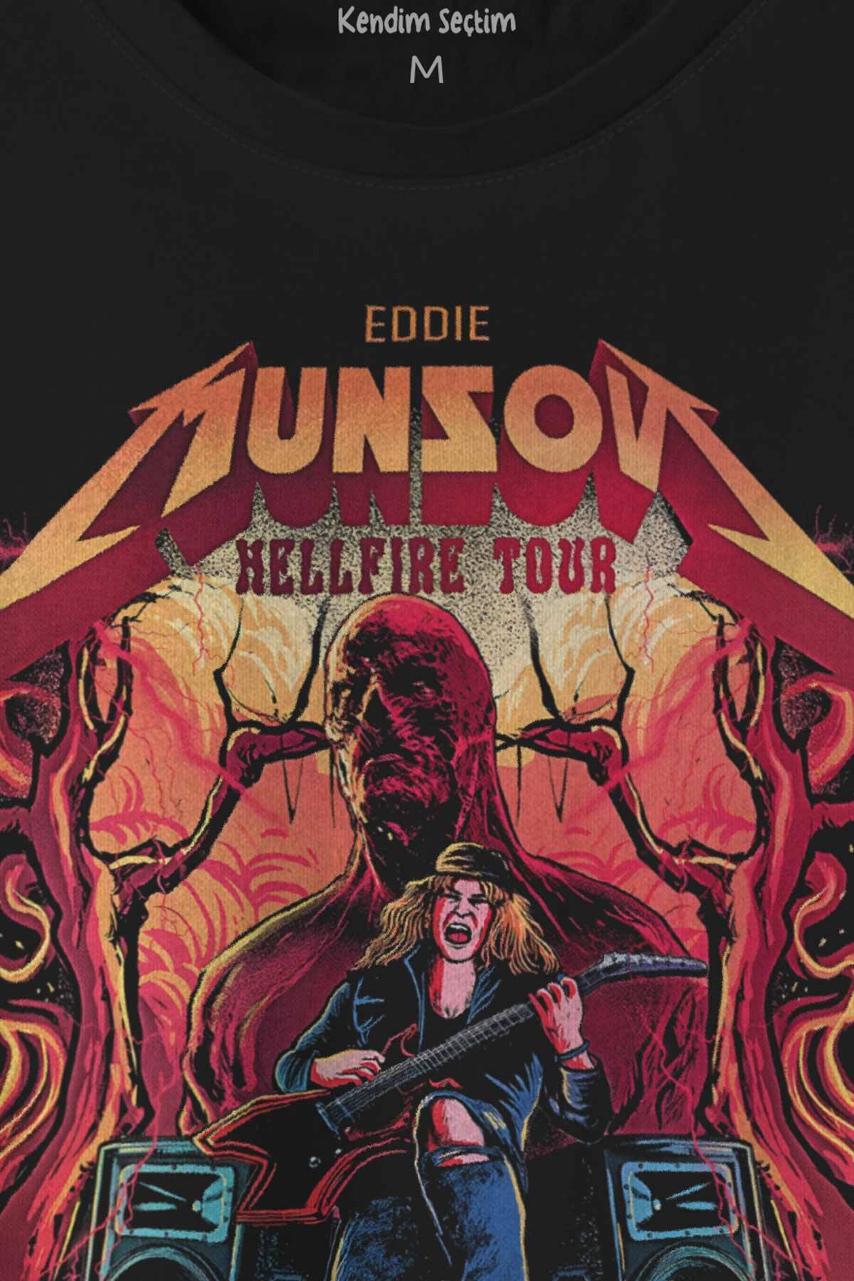 Eddie Munson Hell Fire Club Hellfire Tour Baskılı Tişört Unisex T-shirt (1)