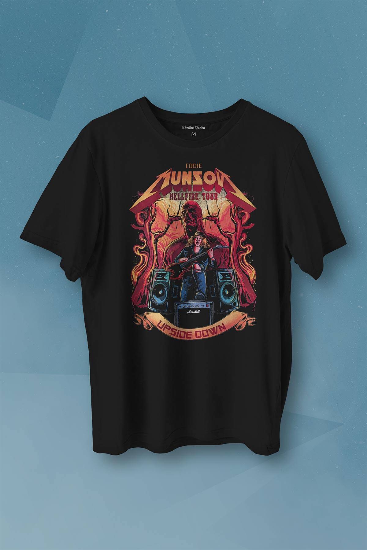 Eddie Munson Hell Fire Club Hellfire Tour Baskılı Tişört Unisex T-shirt - 1