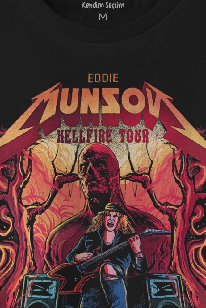 Eddie Munson Hell Fire Club Hellfire Tour Baskılı Tişört Unisex T-shirt - 2