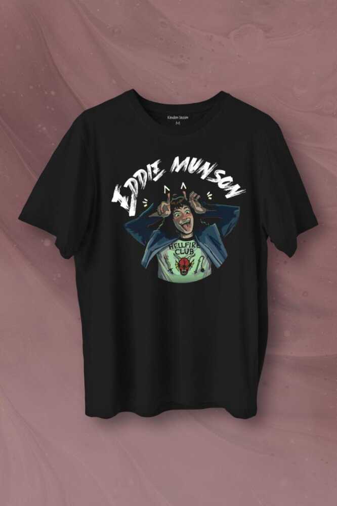 Eddie Munson Stranger Things Sezon 4 Baskılı Tişört Unisex T-Shirt - 1