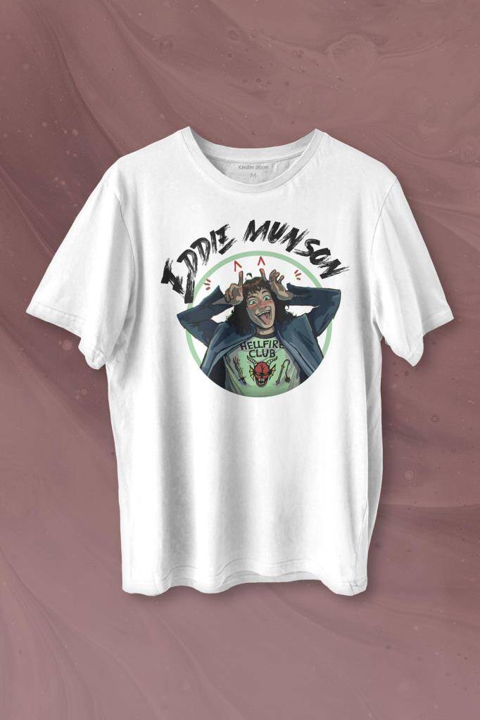 Eddie Munson Stranger Things Sezon 4 Baskılı Tişört Unisex T-shirt - 1