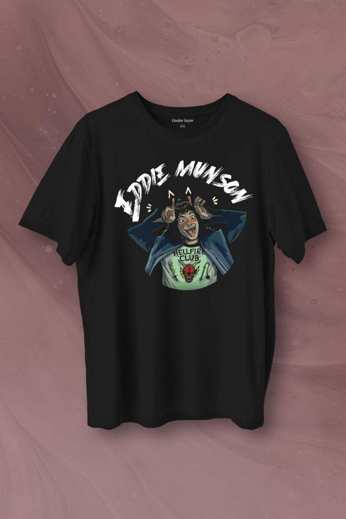 Eddie Munson Stranger Things Sezon 4 Baskılı Tişört Unisex T-Shirt - 1