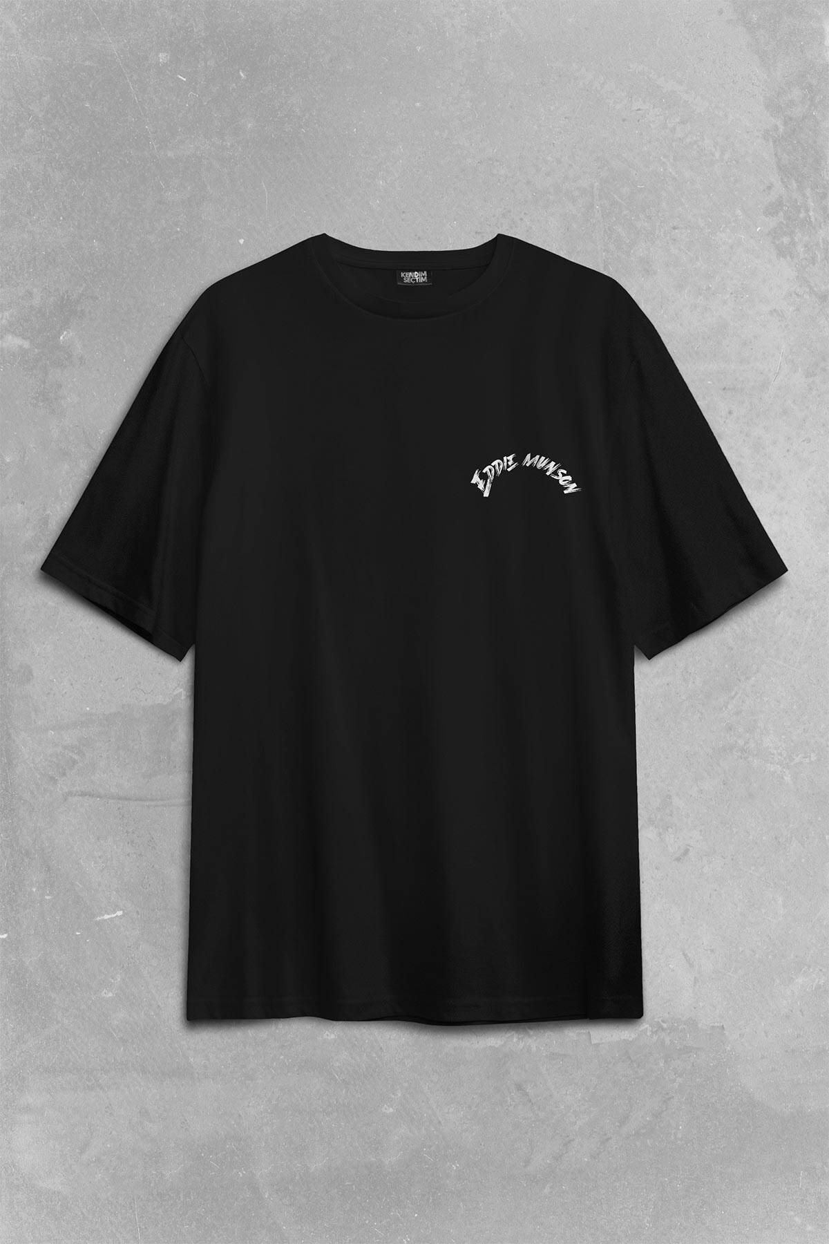 Eddie Munson Stranger Things Sezon 4 Sırt Ön Baskılı Oversize Tişört Unisex T-Shirt - 2
