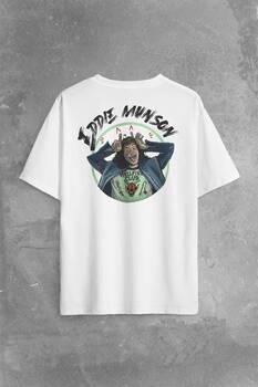 Eddie Munson Stranger Things Sezon 4 Sırt Ön Baskılı Oversize Tişört Unisex T-Shirt