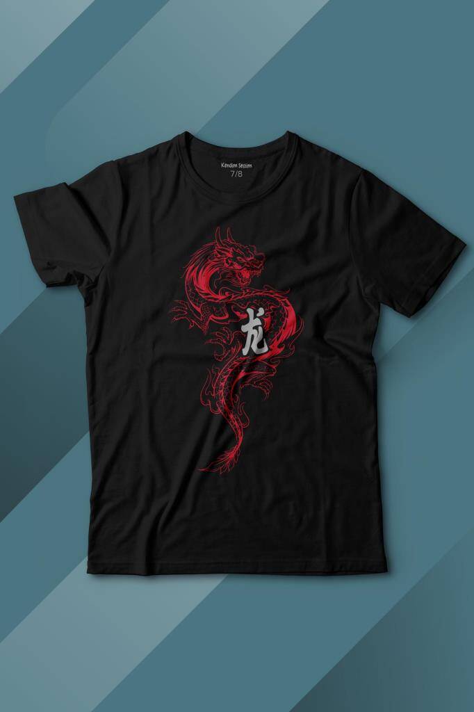 Ejder Dragon Uzak Doğu Japanese Drake Japonca Baskılı Tişört Çocuk T-shirt - 1