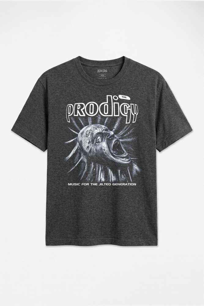 Elektronik Müzik Rave The Prodigy Keith Flint 90lar Regular Unisex Antrasit Melanj Tişört - 1