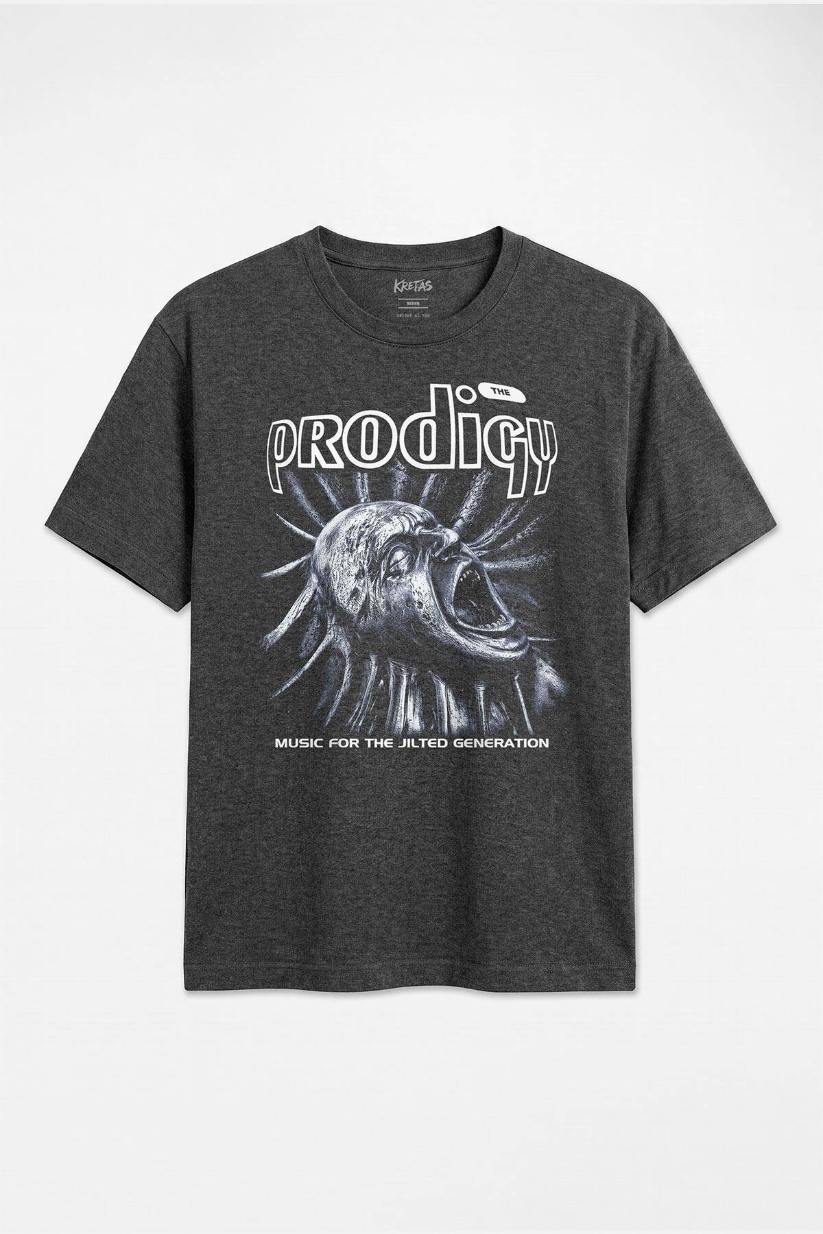 Elektronik Müzik Rave The Prodigy Keith Flint 90lar Regular Unisex Antrasit Melanj Tişört