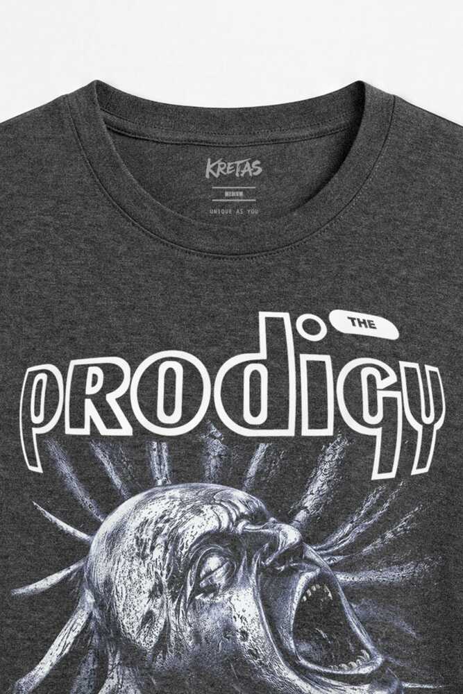 Elektronik Müzik Rave The Prodigy Keith Flint 90lar Regular Unisex Antrasit Melanj Tişört (1)