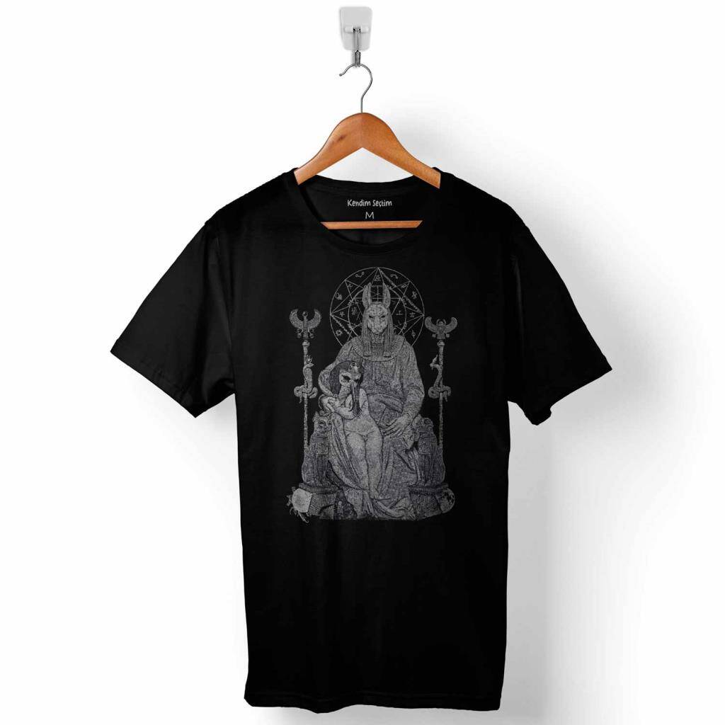 Ello Satanic Satanist Arttıfact Skull Baskılı Tişört Unisex T-Shirt - 1