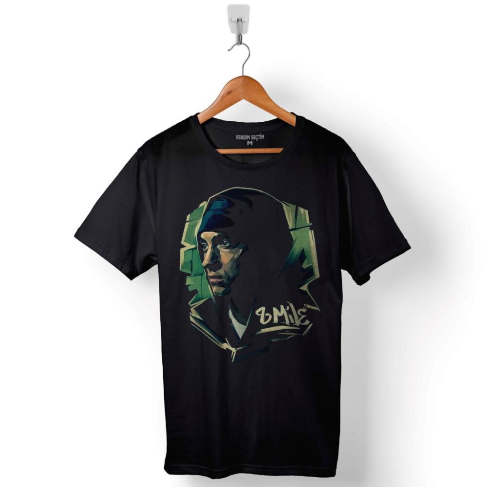 Eminem 8 Miles 8 Eight Sekiz Mil Logo Baskılı Tişört Unisex T-Shirt - 1