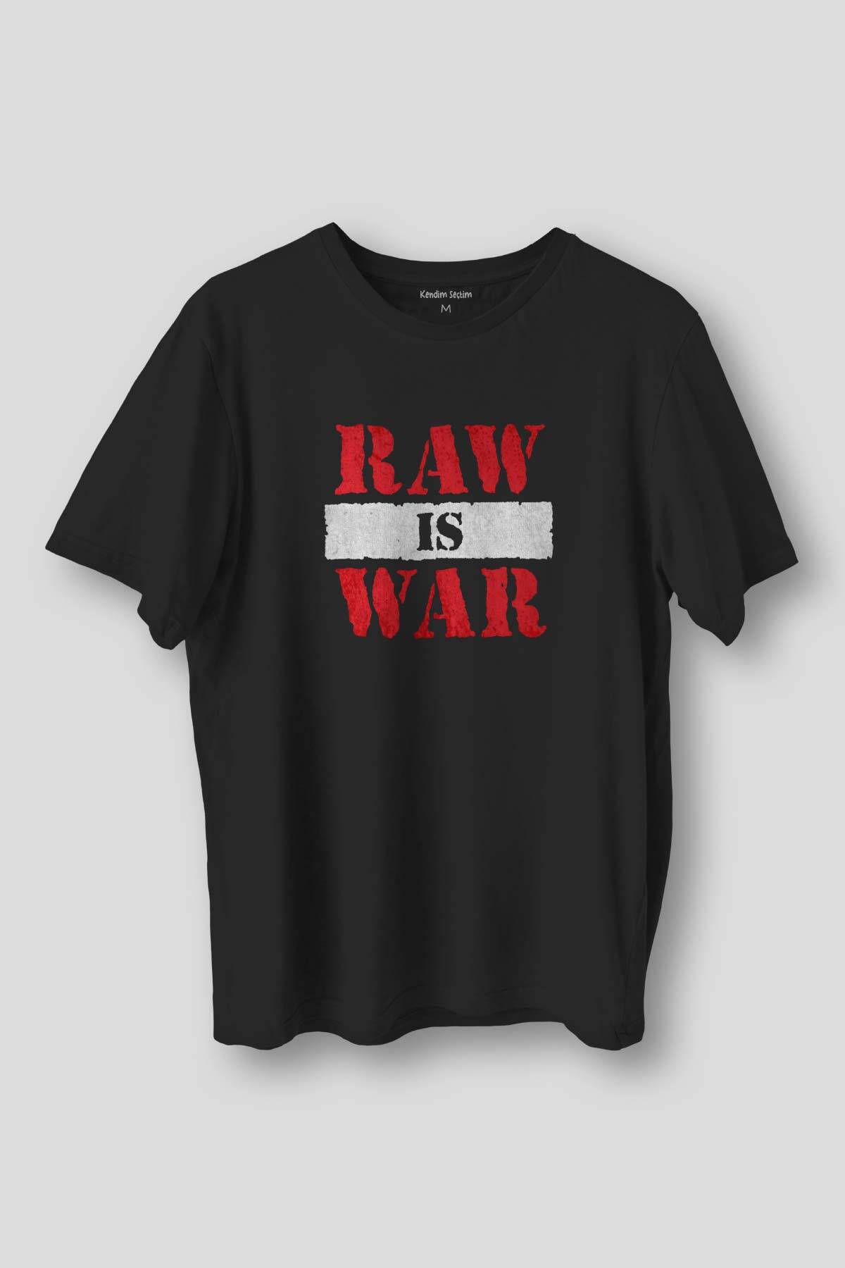 Erkek Siyah Tişört Raw Is War Gym Spor Dövüş Baskılı Unisex T-shirt - 1