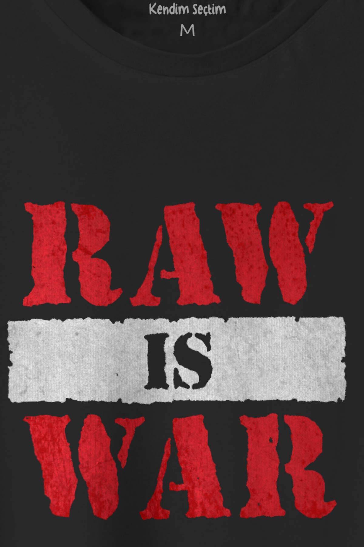 Erkek Siyah Tişört Raw Is War Gym Spor Dövüş Baskılı Unisex T-shirt (1)
