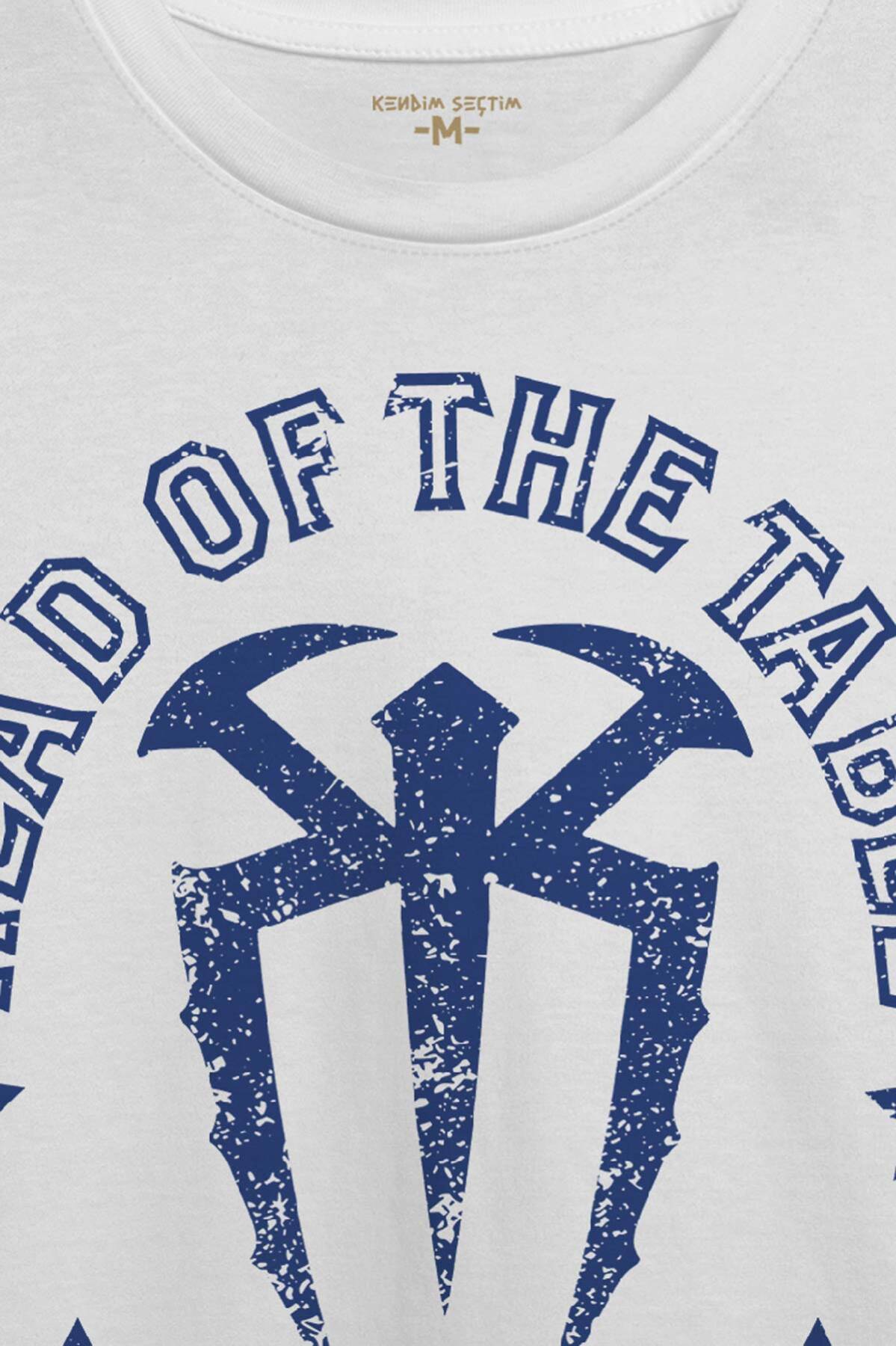 Erkek Tişört Head Of The Table Roman Reigns Spor Gym Beyaz Baskılı T-shirt (1)