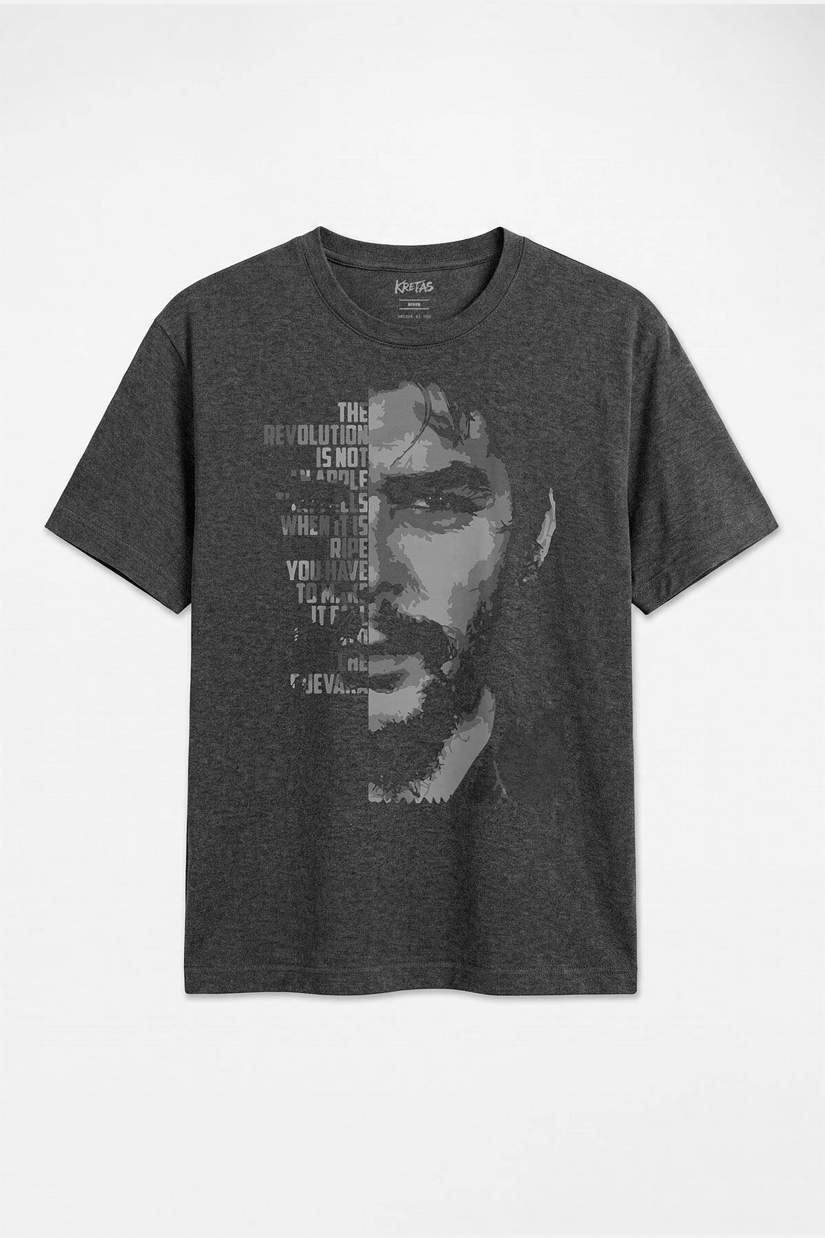 Ernesto Che Guevara Devrim Unisex Regular Fit Antrasit Melanj Tişört