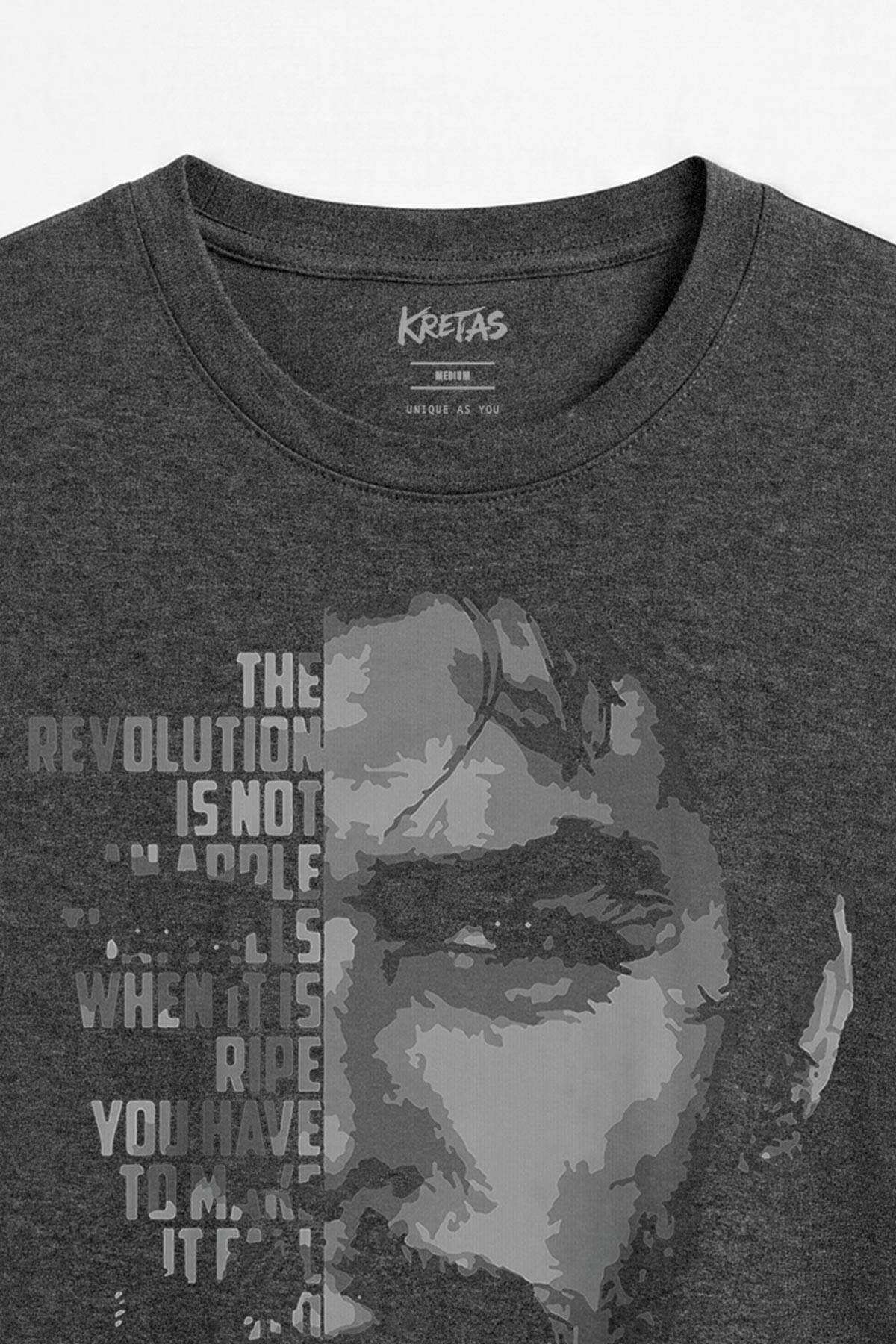 Ernesto Che Guevara Devrim Unisex Regular Fit Antrasit Melanj Tişört (1)
