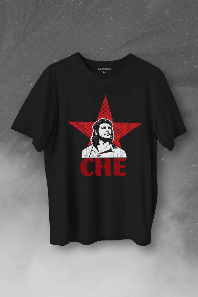 Ernosto Che Guevara Red Star Kırımızı Yıldız Baskılı Tişört Unisex T-Shirt - 1