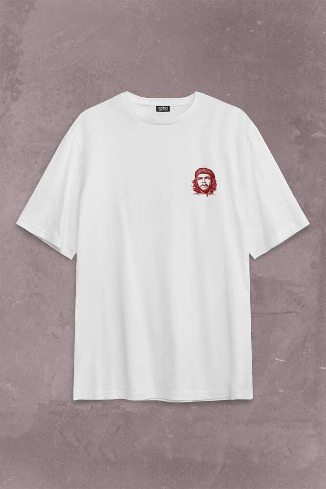 Ernosto Che Guevara Red Star Kırımızı Yıldız Sırt Ön Baskılı Oversize Tişört Unisex T-Shirt - 2