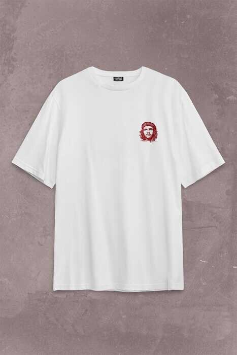Ernosto Che Guevara Red Star Kırımızı Yıldız Sırt Ön Baskılı Oversize Tişört Unisex T-Shirt - 2