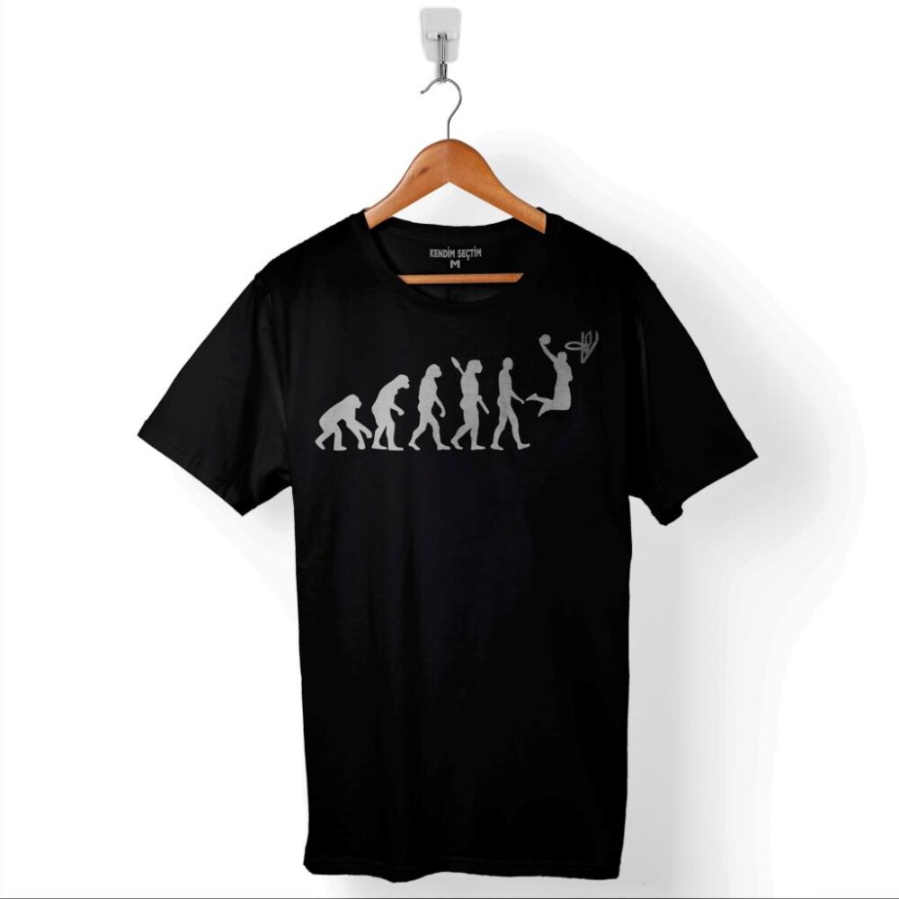Evolution Human Evrim İnsan Maymun Basketbol Baskılı Tişört Unisex T-Shirt - 1