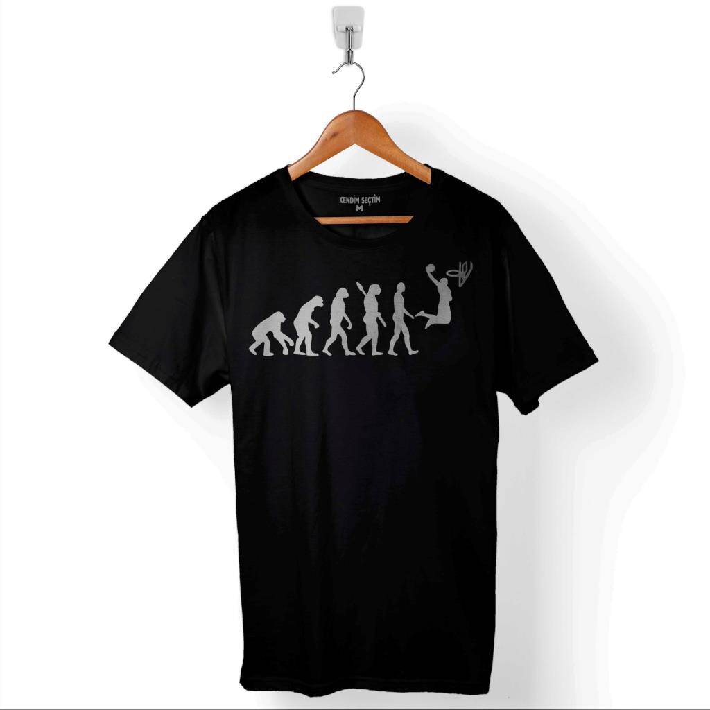 Evolution Human Evrim İnsan Maymun Basketbol Baskılı Tişört Unisex T-Shirt - 1