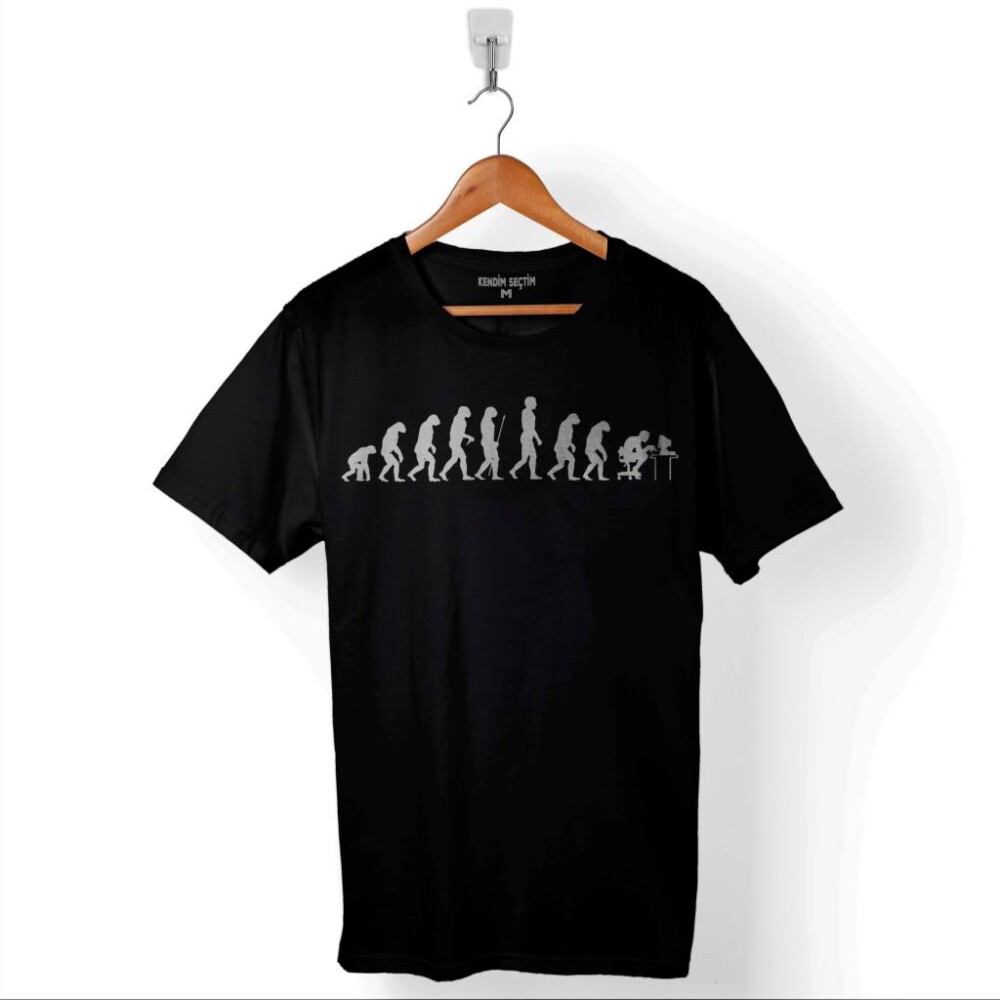 Evolution Human Evrim İnsan Maymun Bilgisayar Baskılı Tişört Unisex T-Shirt - 1
