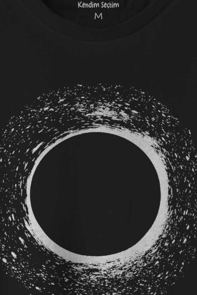 Evrende Karadelik Uzay Zaman Cosmos Black Hole Baskılı Tişört Unisex T-shirt (1)