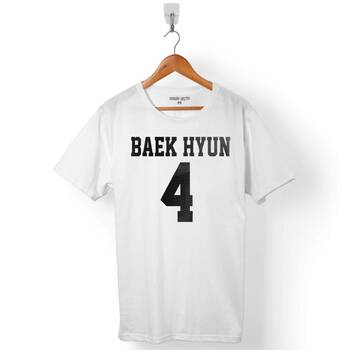 EXO BAEKHYUN 4 BAEK HYUN LOGO ERKEK TİŞÖRT - 1