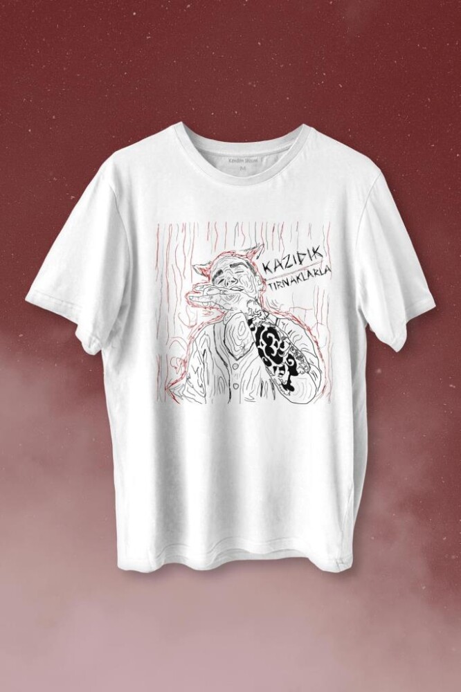 Ezhel Sercan İpekçioğlu Kazıdık Tırnaklarla Baskılı Tişört Unisex T-shirt - KENDİM SEÇTİM