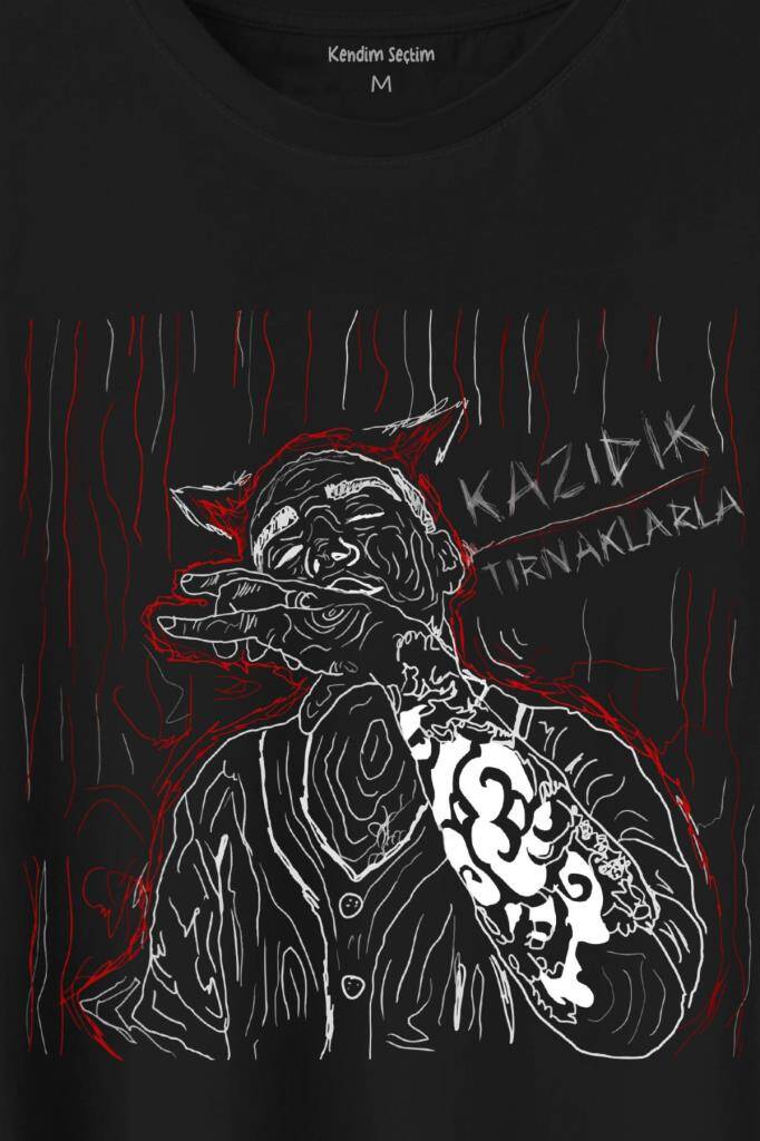 Ezhel Sercan İpekçioğlu Kazıdık Tırnaklarla Baskılı Tişört Unisex T-Shirt - 2