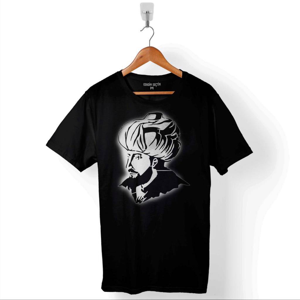 Fatih Sultan Mehmet Mehmed Silüet Portre 1453 Baskılı Tişört Unisex T-Shirt - 1