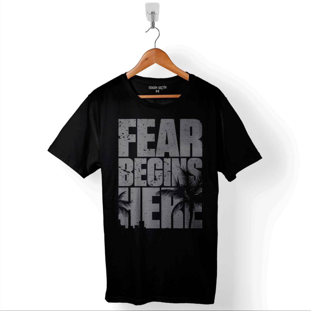Fear Begıns Here The Walking Dead Baskılı Tişört Unisex T-Shirt - 1