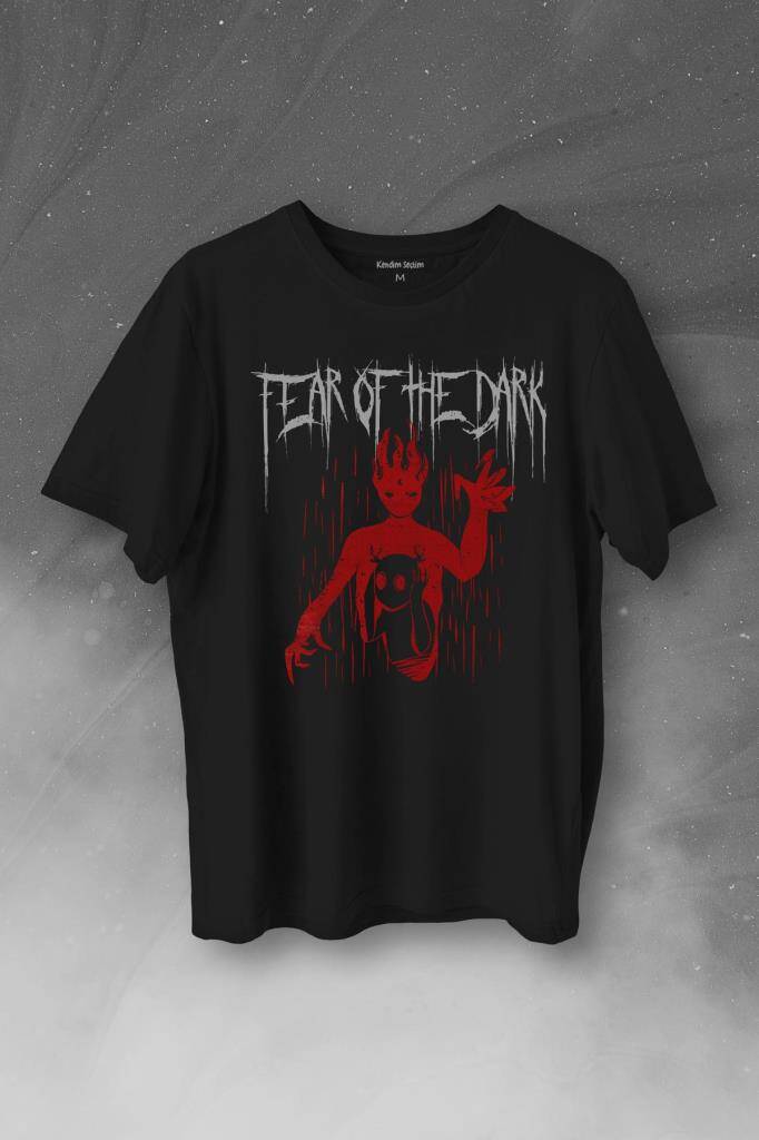 Fear Of The Dark Karanlık Dark Gothic Urban Street Wear Baskılı Tişört Unisex T-Shirt - 1