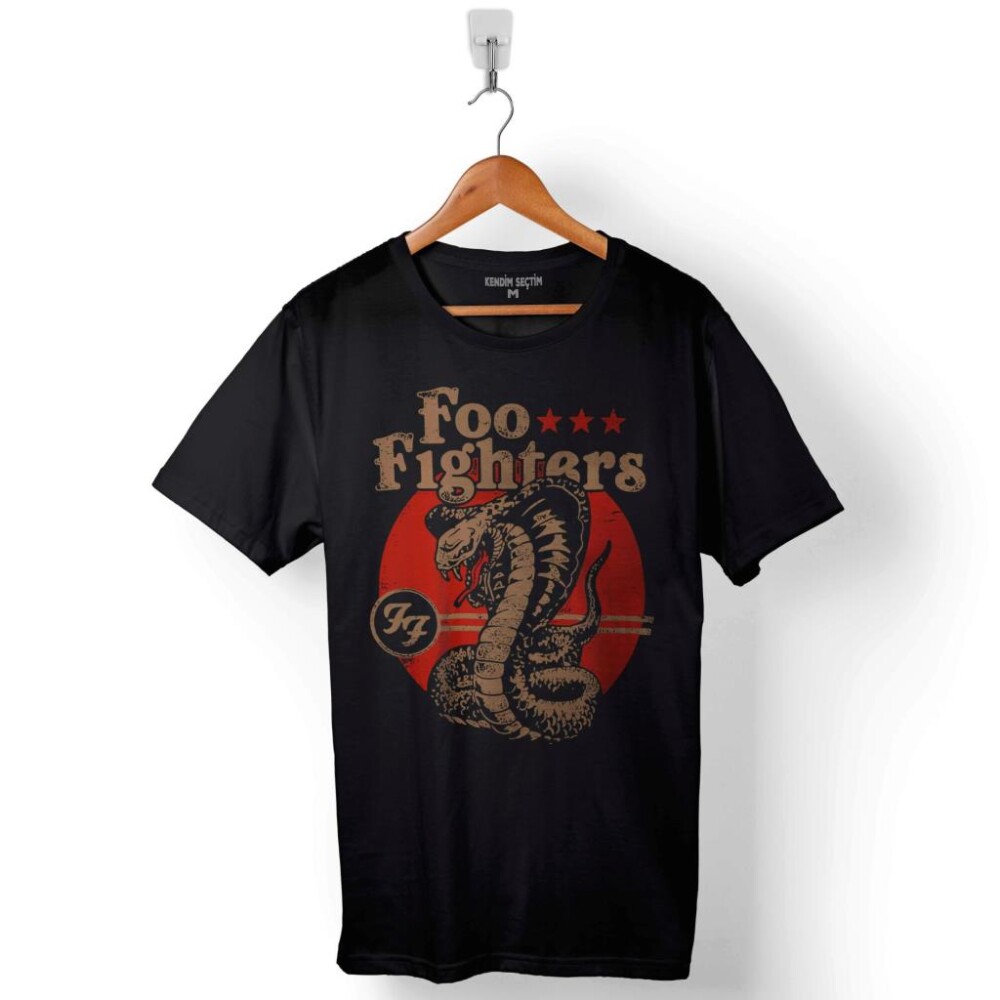 Ff Foo Fighters Cobra Logo Baskılı Tişört Unisex T-Shirt - 1