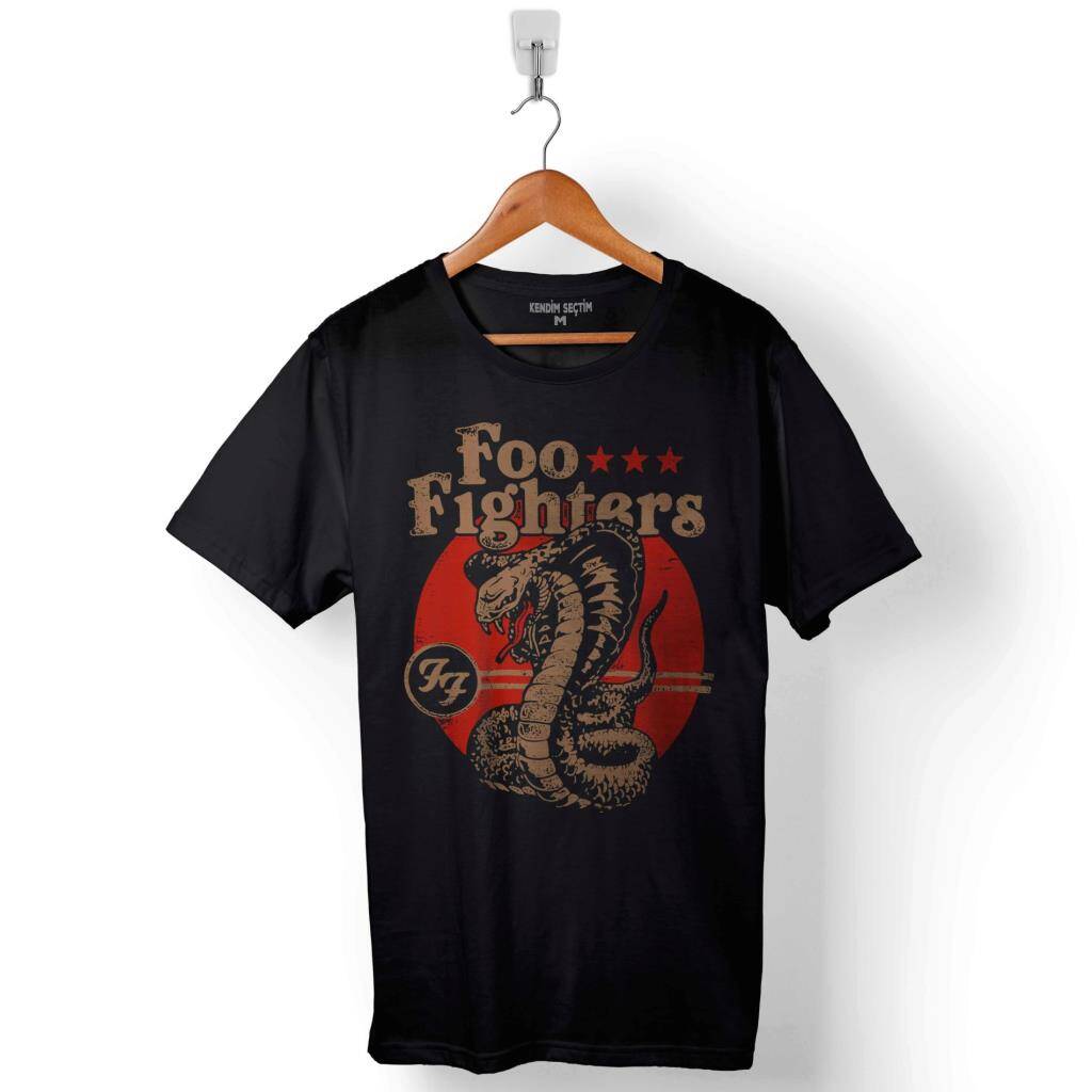 Ff Foo Fighters Cobra Logo Baskılı Tişört Unisex T-Shirt - 1