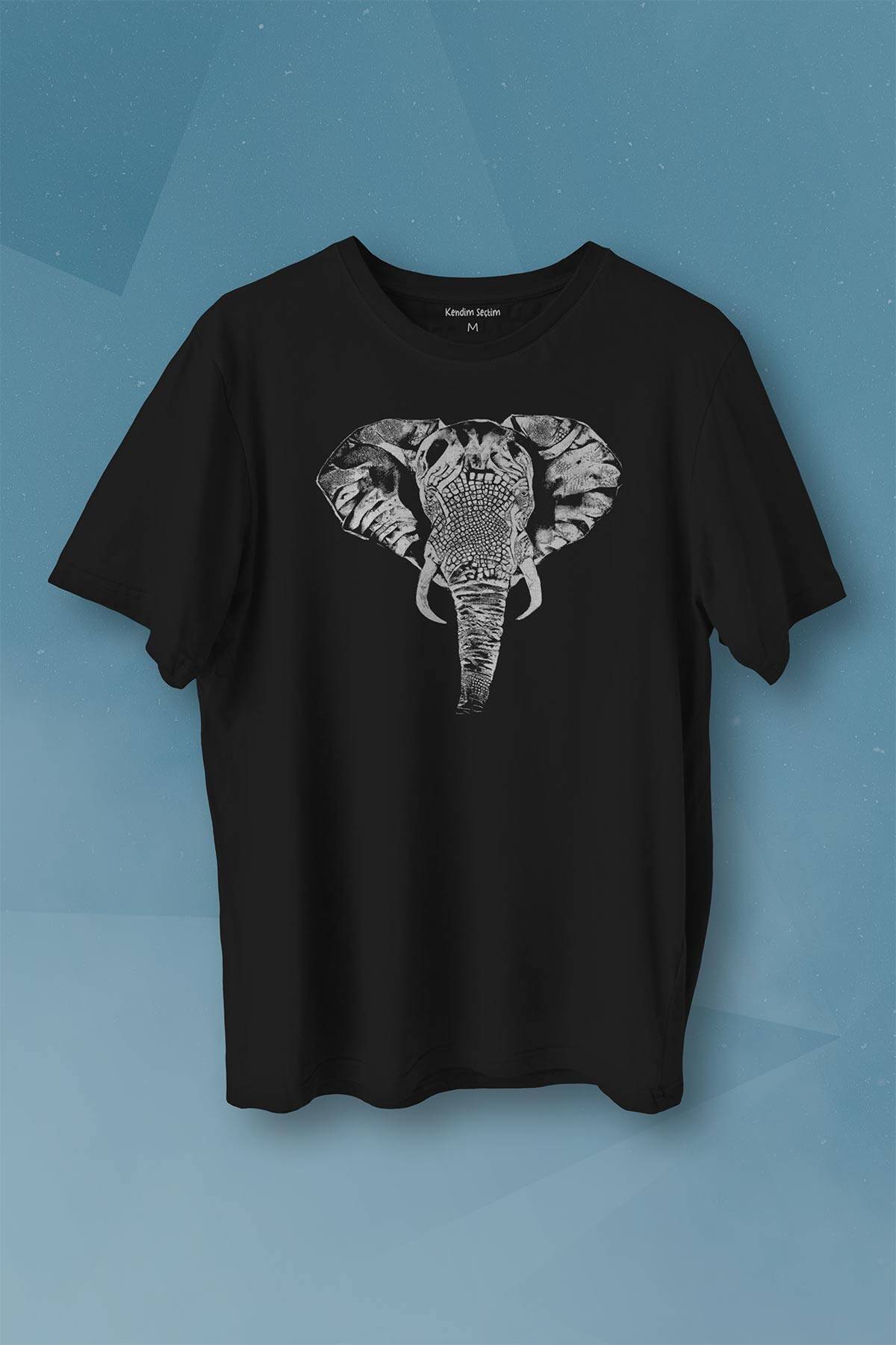 Fil Silüeti Elephant Animal Belgesel Doğa Çizim Baskılı Tişört Unisex T-shirt - 1
