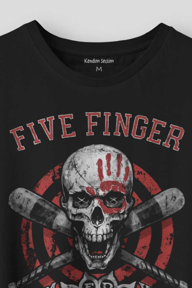 Five Finger Death Punch Metal Music Rock Skull Baskılı Siyah Unisex T-shirt (1)