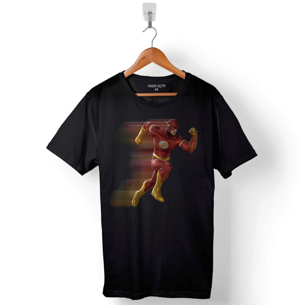 Flash Run Logo Tasarım Baskılı Tişört Unisex T-Shirt - 1