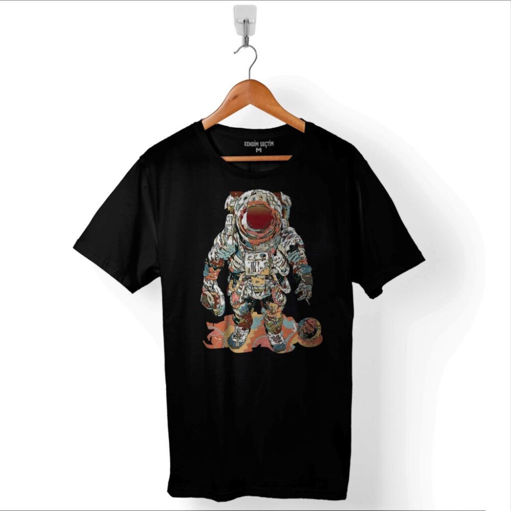Fly Me To The Moon Astronot Gezegen Baskılı Tişört Unisex T-Shirt - 1