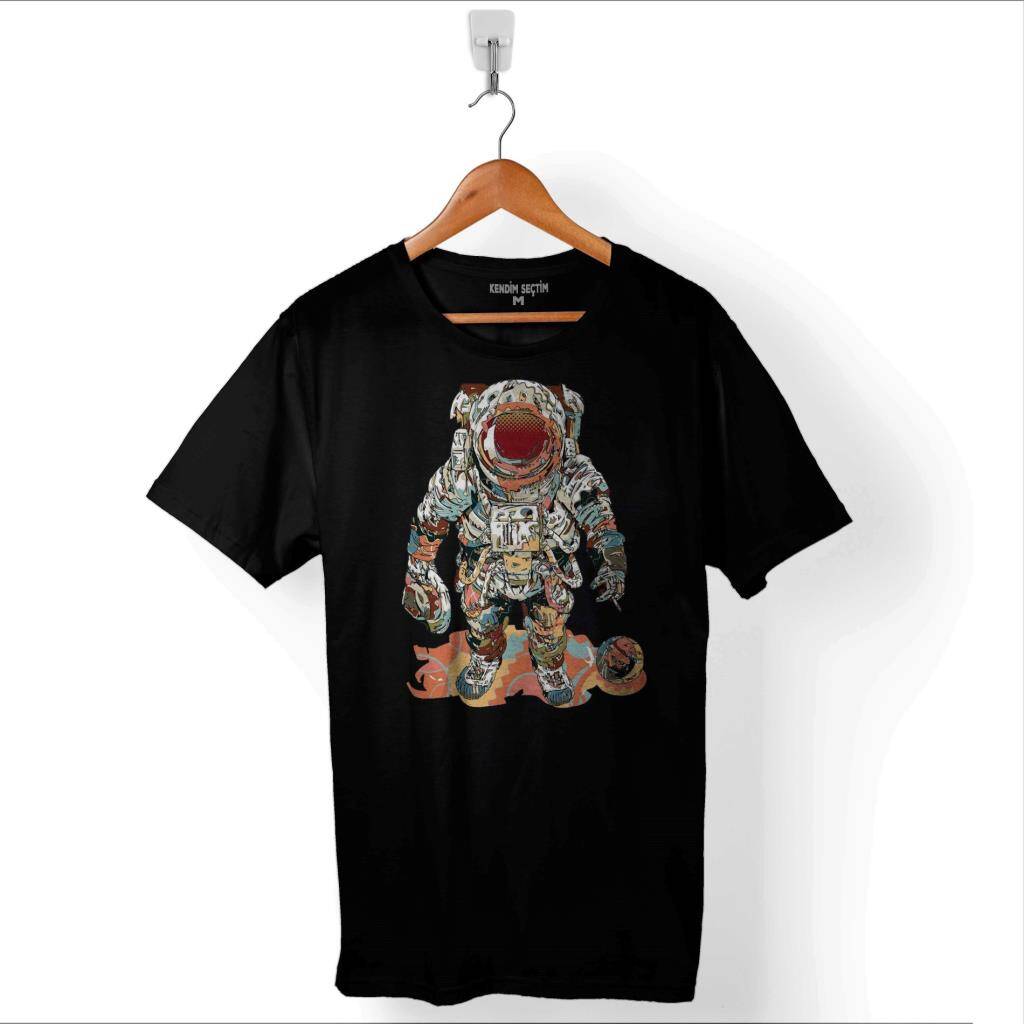 Fly Me To The Moon Astronot Gezegen Baskılı Tişört Unisex T-Shirt - 1
