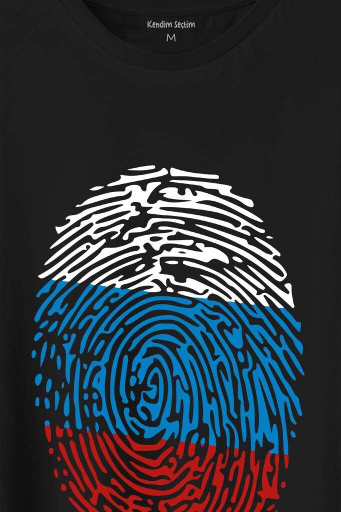Fransa Bayrağı Damgası Parmak İzi Baskılı Tişört Unisex T-Shirt (1)