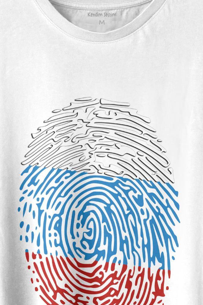 Fransa Bayrağı Damgası Parmak İzi Baskılı Tişört Unisex T-shirt - 2