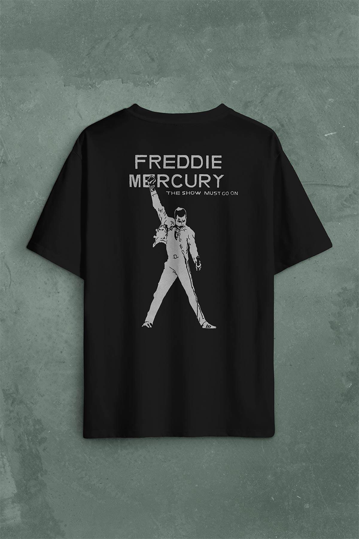Freddie Mercury Eagle Rock Queen We Are The Champion Sırt Ön Baskılı Oversize Tişört Unisex T-Shirt (1)
