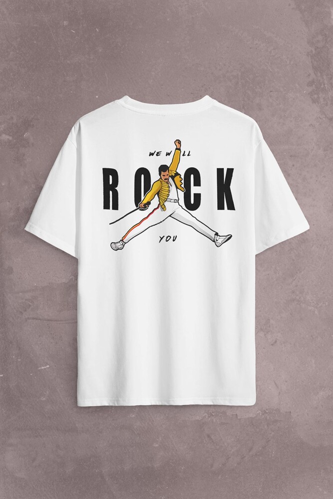 Freddie Mercury We Will Rock You Queen We Are The Champions Sırt Ön Baskılı Oversize Tişört Unisex T-Shirt - KENDİM SEÇTİM