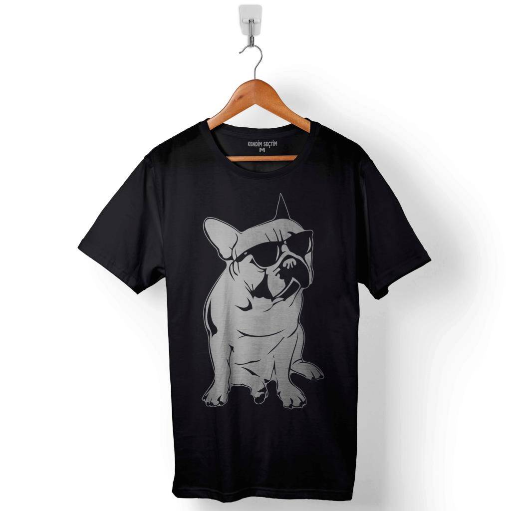 French Fransız Bulldog Baskılı Tişört Unisex T-Shirt - 1