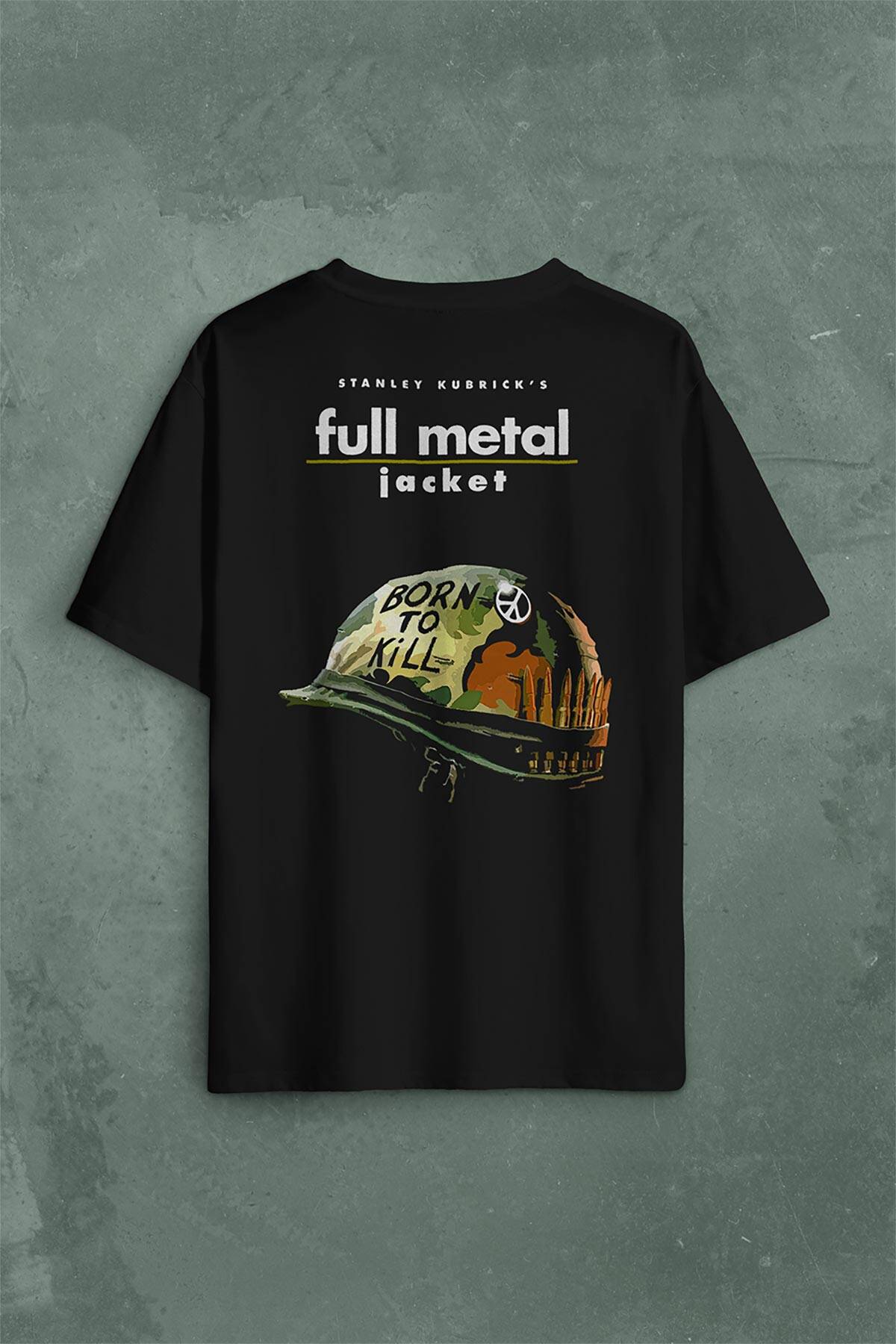 Full Metal Jacket Stanley Kubricks New Fma Sırt Ön Baskılı Oversize Tişört Unisex T-Shirt - 2