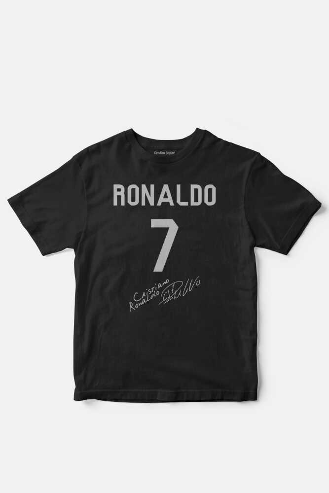 Futbol Cristiano Ronaldo Altın Top Gol Kralı Baskılı Tişört Çocuk T-shirt - 1