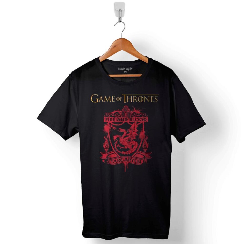 Game Of Thrones Fire And Blood House Targaryen Baskılı Tişört Unisex T-Shirt - 1